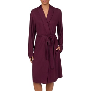 Nautica Womens Ultra-Soft Robe – Lightweight & Cozy Long Sleeve, Knee Length Bathrobe – Sweater Knit Sleepwear & Loungewear(Burgundy)