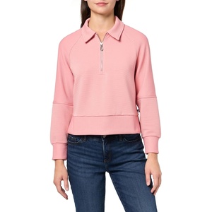Nautica Women’s Zipper Collared Ribbed Pullover Sweatshirt(Bridal Rose)