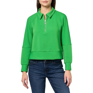 Nautica Women’s Zipper Collared Ribbed Pullover Sweatshirt(New Leaf)